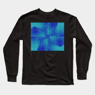 irregular cut-outs of 3D abstract blue pattern in the style of lattice characters It's like a braided Long Sleeve T-Shirt